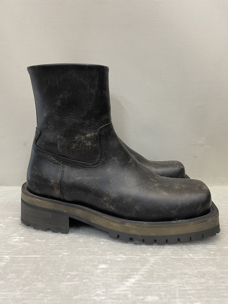 DIESEL TEXAN スクエアトゥ サイドジップレザーブーツ 43 黒