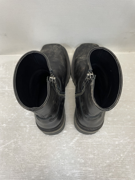 DIESEL TEXAN スクエアトゥ サイドジップレザーブーツ 43 黒