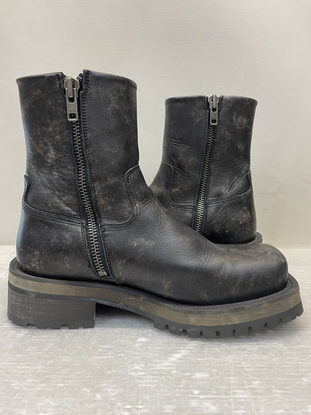 DIESEL TEXAN スクエアトゥ サイドジップレザーブーツ 43 黒