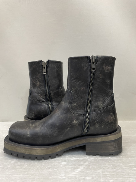 DIESEL TEXAN スクエアトゥ サイドジップレザーブーツ 43 黒