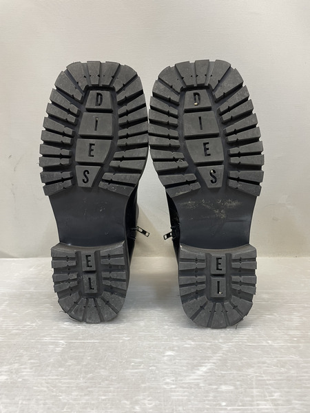 DIESEL TEXAN スクエアトゥ サイドジップレザーブーツ 43 黒