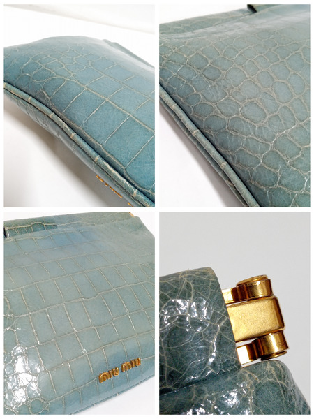 MiuMiu/クロコ型押し/ポーチ/クラッチバッグ 型押しポーチ