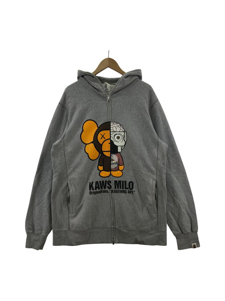 A BATHING APE×KAWS×ORIGINAL FAKE 人体模型 フルジップパーカー XXL グレー[値下]