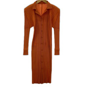 PLEATS PLEASE 長袖ワンピース オレンジ (3)