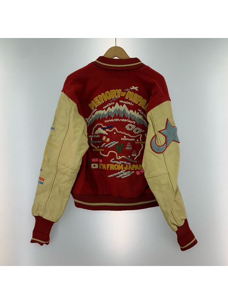 FIT TO WEAR レザー/ウール スタジャン レッド SIZE:L