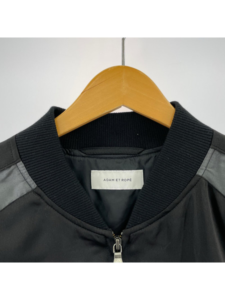Adam et Rope' ジャケット EUPHORIA 刺繍 サテンジャケット ブラック