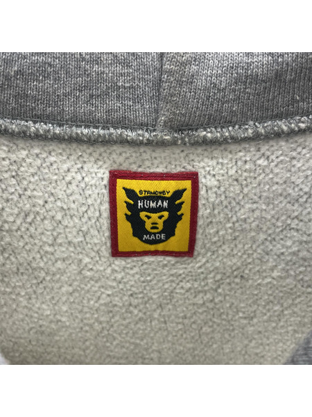 HUMAN MADE パーカー カレッジロゴパーカー グレー (M)
