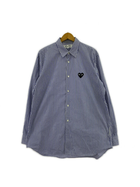 長袖シャツ Stripe Shirt With Black Emblem Pattern A[値下]
