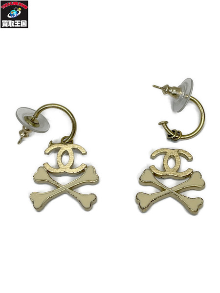 CHANEL 03ss クロスボーン ココマーク 両耳ピアス ゴールド