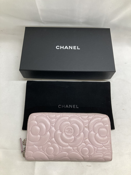 CHANEL カメリア ラウンドファスナー PNK