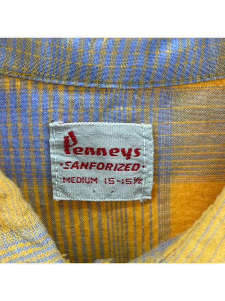OLD・VINTAGE 長袖シャツ 60s Penney's Check shirts YEL M[値下]