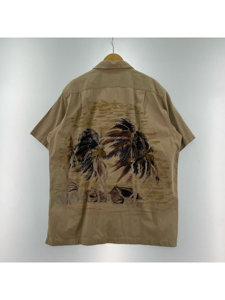 POLO RALPH LAUREN VINTAGE CAMP Cotton Aloha Shirt L BRN
