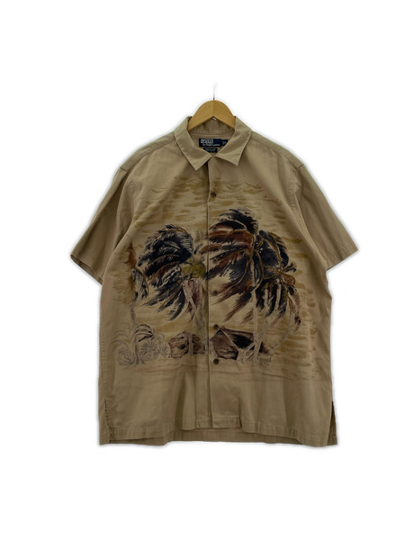 POLO RALPH LAUREN VINTAGE CAMP Cotton Aloha Shirt L BRN