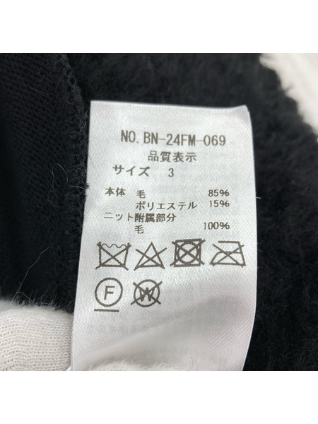 BATONER ソノ他 SHETLAND BOA KNIT VEST 3 ブラック