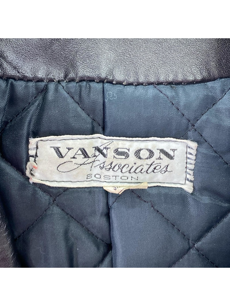 70s VANSON 白タグ シングルライダースジャケット 黒 (36)[値下]