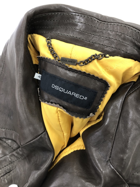 DSQUARED2 レザーロングコート　ブラウン　40[値下]