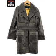 DSQUARED2 レザーロングコート　ブラウン　40