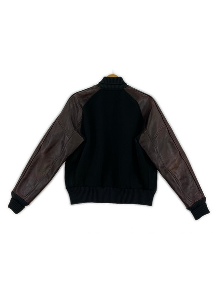 EVISU ジャケット WARE HOUSE レザー切替 スタジャン 黒 茶