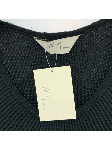 ANCELLM タンクトップ 24SS DAMAGE WAFFLE TANK TOP 3 ブラック