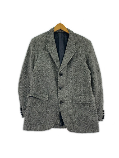 HARRIS TWEED  ヘリンボーン ウール グレー クルミボタン グレー