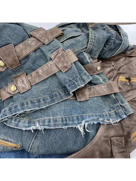 デニム・ジーンズ ArgueCulture フェイクレザーハーネス2WAYデニムパンツ