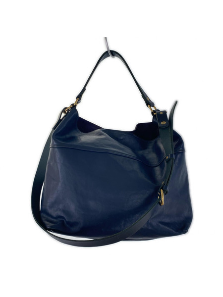 IL BISONTE ショルダーバッグ 2way レザーショルダーバッグ 紺