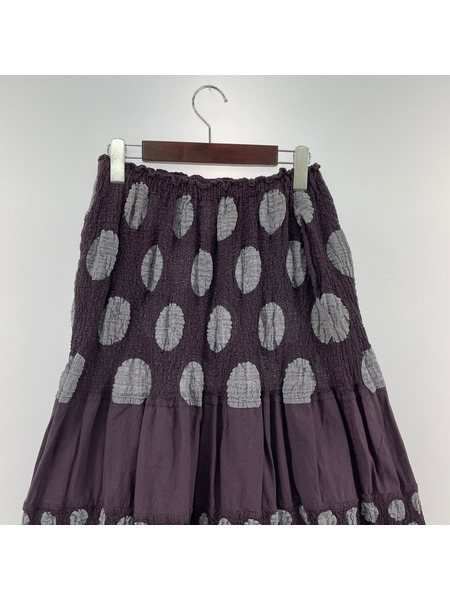 ISSEY MIYAKE ロングスカート me/コットンスカート/BRN/ドット