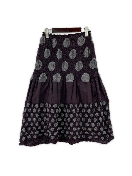 ISSEY MIYAKE ロングスカート me/コットンスカート/BRN/ドット