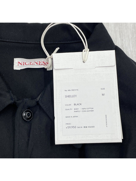 NICENESS 長袖シャツ 25SS SHELLY CHINO OFFICER SHIRTS M ブラック