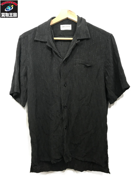 メンズラグ衣料 総柄シルクS/Sシャツ ブラック (36) 531956