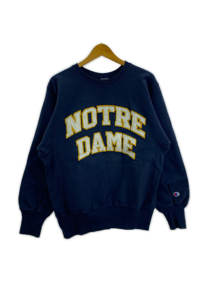 Champion スウェット・トレーナー 90s 刺繍トリコタグ NOTRE DAME ネイビー