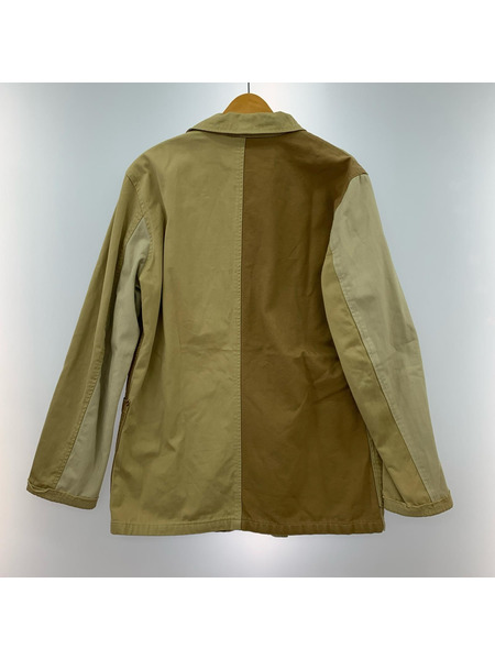 Levi's テーラードジャケット・ブレザー レザー 切替 パッチワーク 茶 (L)
