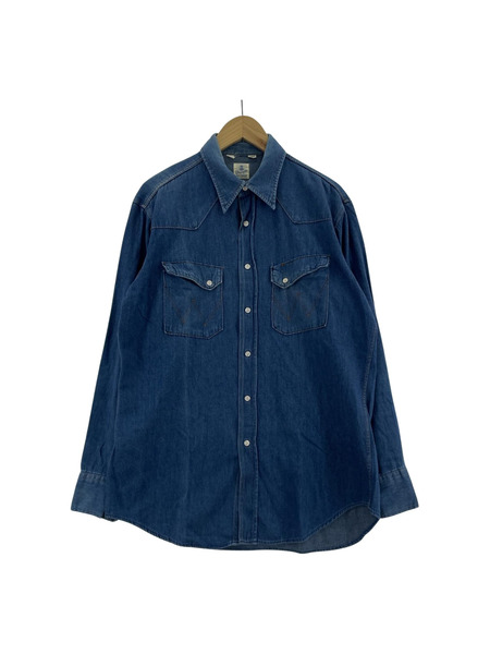 Wrangler PRE-SHRUNK M5757 L/Sデニムウエスタンシャツ (L)