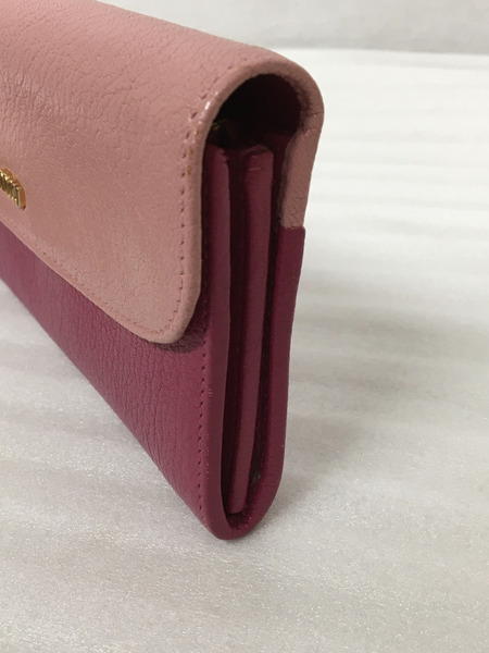 MiuMiu　マドラス 長財布 バイカラー ピンク