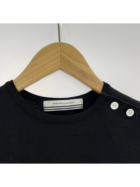 BORDERS at BALCONY 半袖ワンピース SCALLOP DRESS/BLK