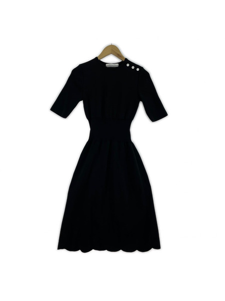BORDERS at BALCONY 半袖ワンピース SCALLOP DRESS/BLK