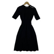 BORDERS at BALCONY 半袖ワンピース SCALLOP DRESS/BLK