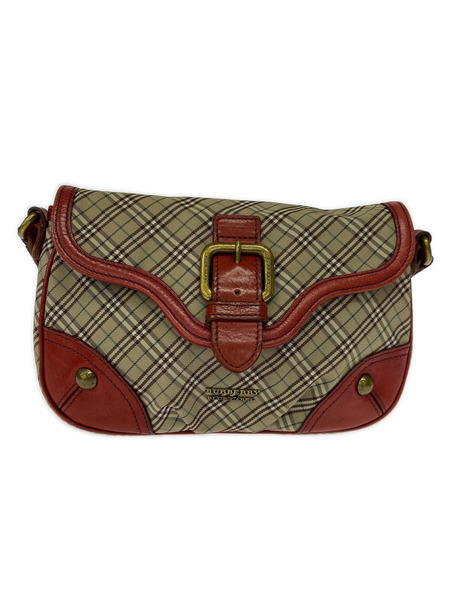 BURBERRY BLUE LABEL ショルダーバッグ チェック×レッド