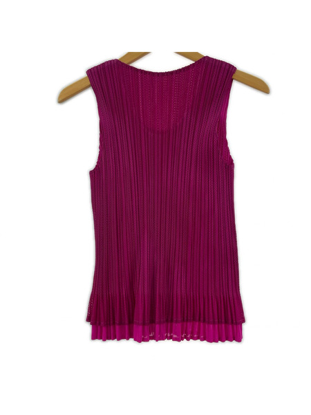 PLEATS PLEASE タンクトップ メッシュ プリーツ 紫 (3)