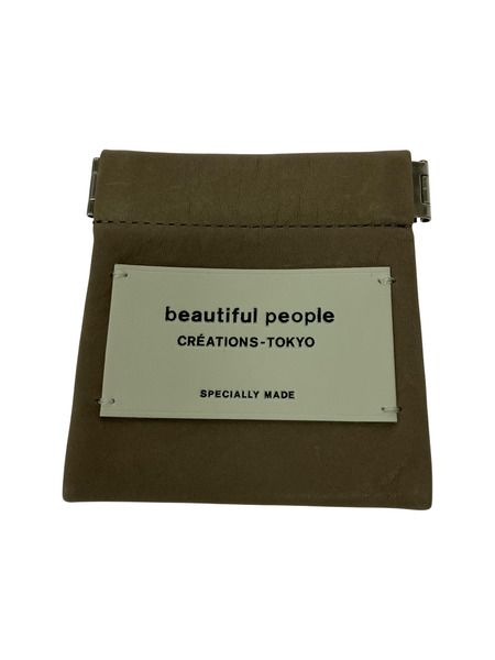 beautiful people 小銭入レ・コインケース レザーコインケース/BEG