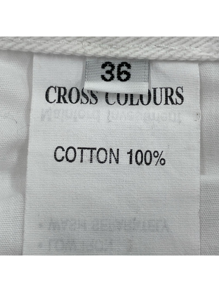 パンツ CROSS COLOURS ポケット刺繍/バギーパンツ/白/36