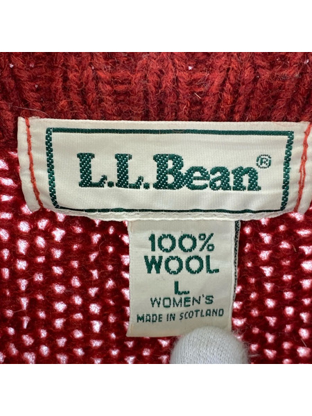 L.L.Bean スコットランド製 ウールニットセーター (WOMEN'S L) エンジ