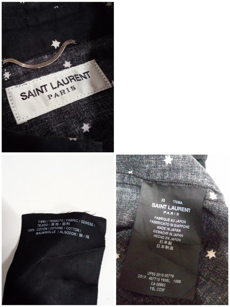  SAINT LAURENT 　総柄シャツ ブラック