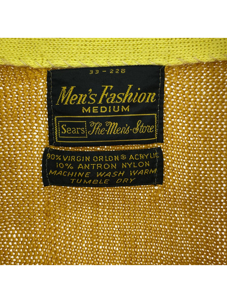 OLD・VINTAGE カーディガン 60s Sears Stripe Acrylic Cardigan YEL M