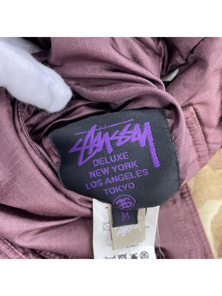 STUSSY リップストップ カモフラ リバーシブル ダウンジャケット ベージュ M