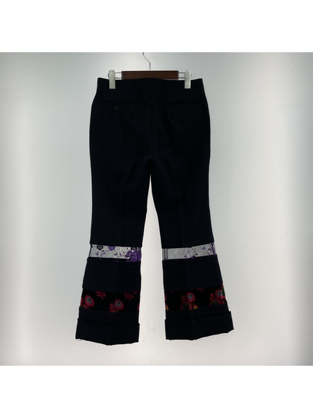 COMME des GARCONS 本ライン レース切替 フラワー刺繍 デザインパンツ