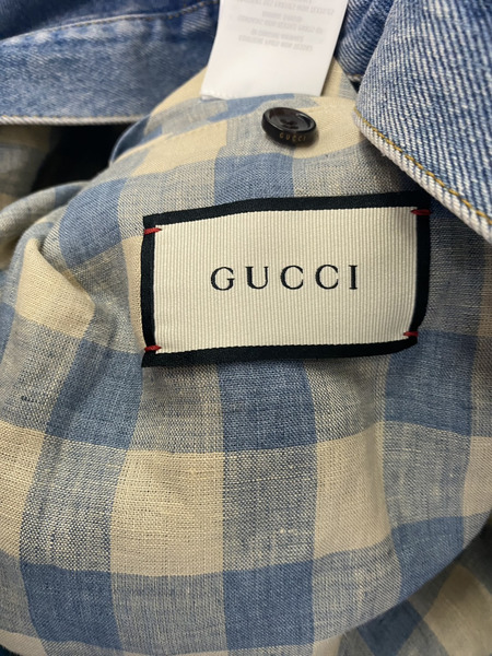 GUCCI　内側チェック柄 デニムジャケット　46　548722