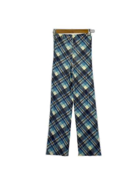 PLEATS PLEASE パンツ チェック プリーツ 青 (3)