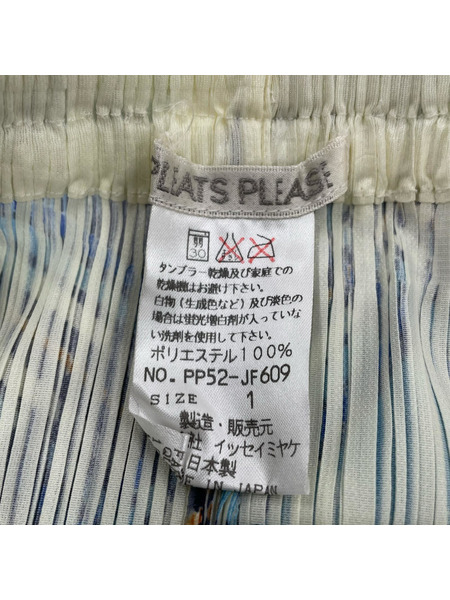 PLEATS PLEASE パンツ チェック プリーツ 青 (3)