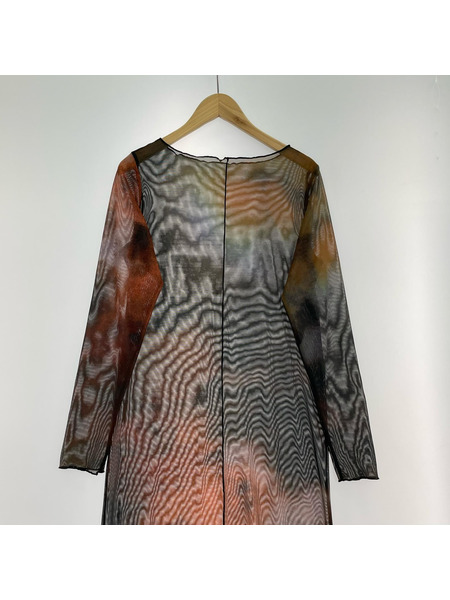 AMERI 長袖ワンピース ミランダタイダイシアーロングトップ(M)